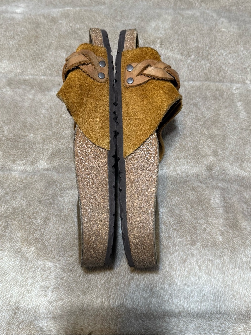 Birkenstock OITA Suede Leather Braided Slides Sandals Taupe Sz 38/US 8 NARROW - Picture 6 of 14